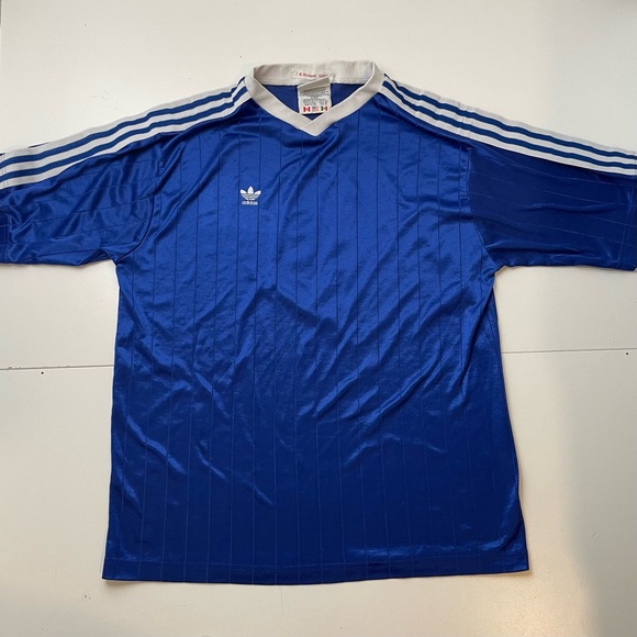 Vintage Adidas 90s Shiny Warm Up Soccer Jersey Size Mens XL Made in USA - Picture 2 of 7